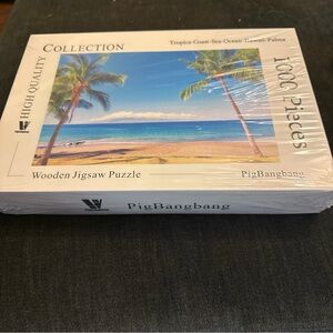 Pig Bangbang wooden Jigsaw Puzzle 1000 Piece Tropics Coast Sea Ocean Hawaii Palm